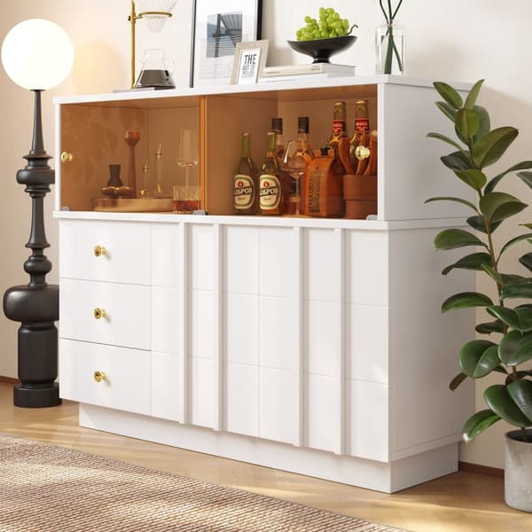 Rootz Kitchen Cabinet Sideboard - förvaringsskåp - Glasdörrskåp - rymlig design - 120 cm x 33 cm x 95 cm