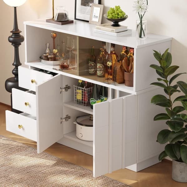 Rootz Kitchen Cabinet Sideboard - förvaringsskåp - Glasdörrskåp - rymlig design - 120 cm x 33 cm x 95 cm