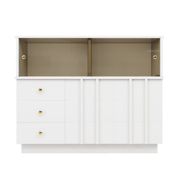 Rootz Kitchen Cabinet Sideboard - förvaringsskåp - Glasdörrskåp - rymlig design - 120 cm x 33 cm x 95 cm
