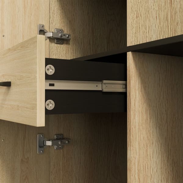 Rootz Kitchen Buffing Cabinet - Skænk - Opbevaringsenhed - Justerbare hylder - 90x40x170 cm - sort/brun