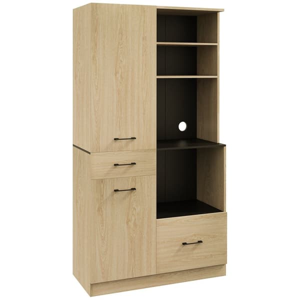 Rootz Kitchen Buffing Cabinet - Skænk - Opbevaringsenhed - Justerbare hylder - 90x40x170 cm - sort/brun