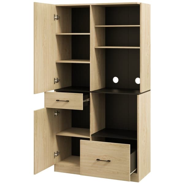 Rootz Kitchen Buffing Cabinet - Skænk - Opbevaringsenhed - Justerbare hylder - 90x40x170 cm - sort/brun