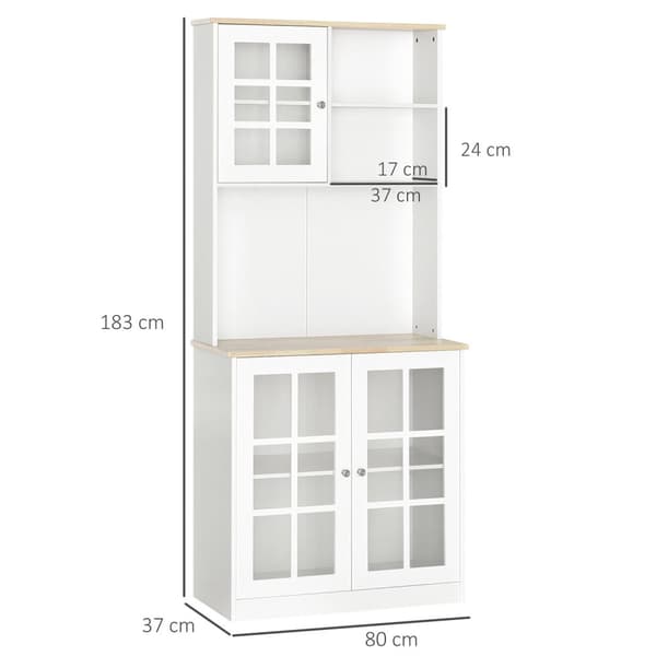 Rootz Kitchen Buffet - Kitchen comer - Display Cabinet - Elegant Design - 80 cm x 37 cm x 183 cm