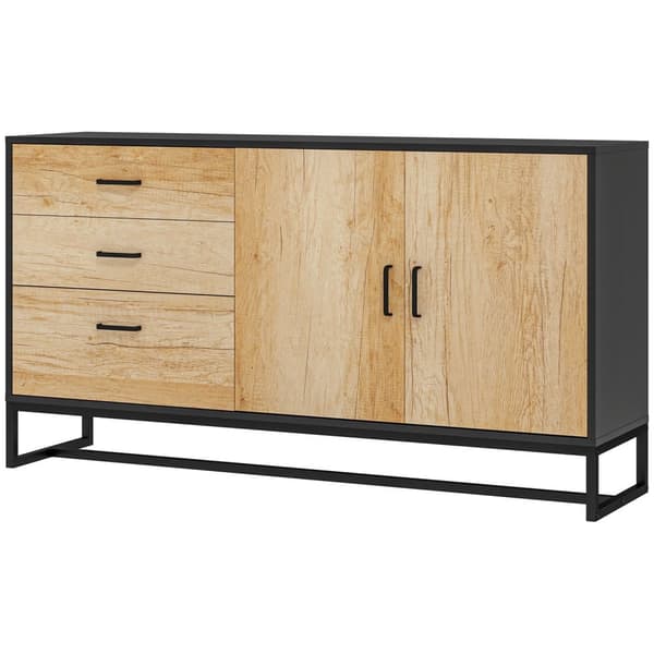 Rootz vardagsrum förvaringskåp - köksbuffé - justerbar hylla - anti -lutt design - 140 cm x 75 cm - aluminiumhandtag