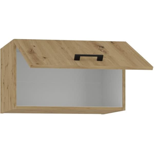 Korkea liesituuletinkaappi - MODENA - 60 cm - Artisan-tammi ja mattamusta - CUISINIER