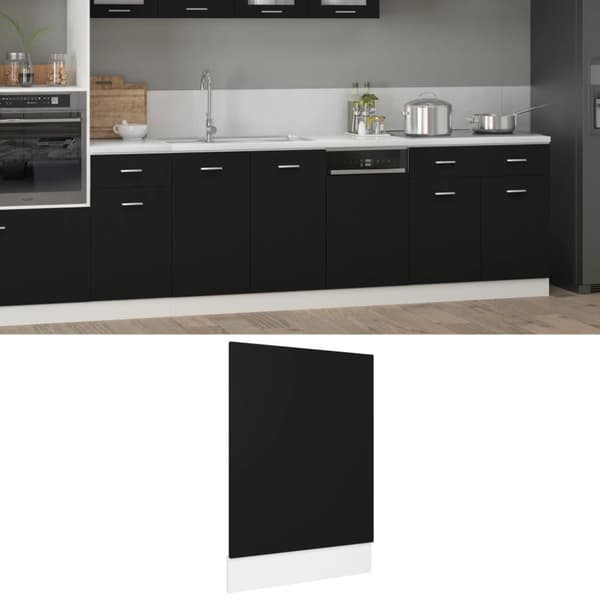 Front för diskmaskin svart 45x3x67 cm konstruerat trä