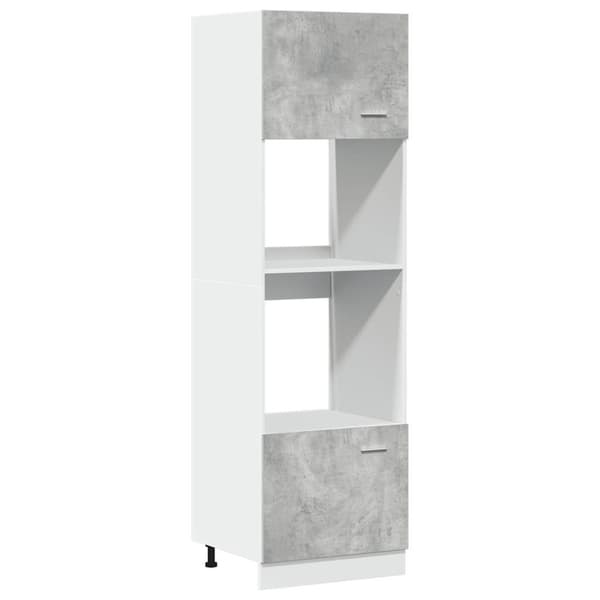 Köksskåp för mikrovågsugn betonggrå 60x57x207cm konstruerat trä