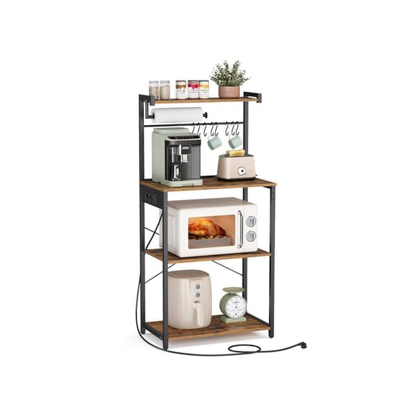 KitchenPlank - 4 niveauer - med stikkontakter - vintage brun - blæk -sort