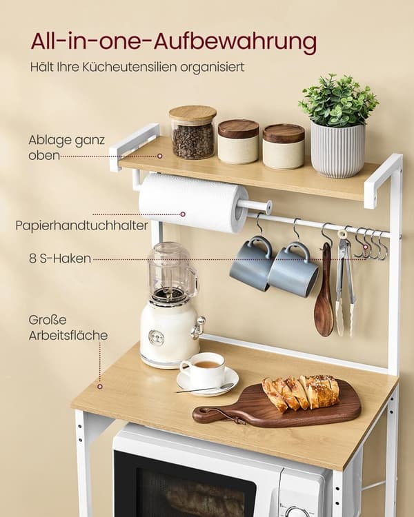 KitchenPlank - 4 nivåer - med uttag - Golden Oak - Mat White