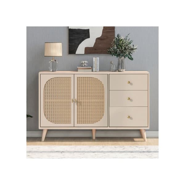 Förvaringsmöbel Buffet med dörrar och lådor Buffet med extra förvaringsutrymme Beige Cream Bredd 120 cm
