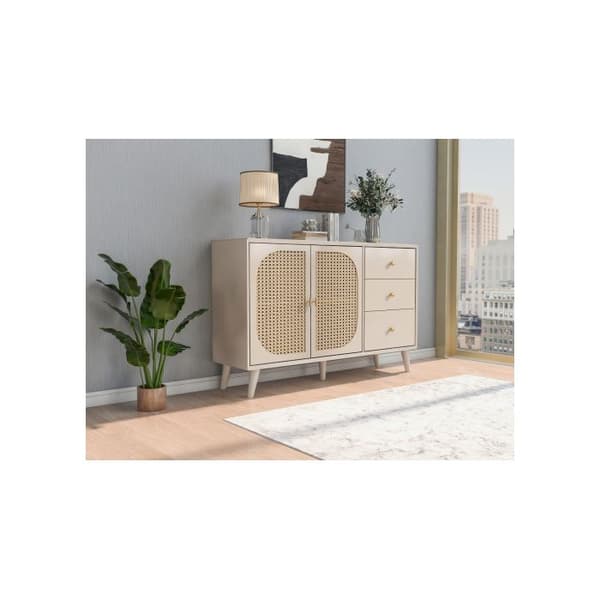 Förvaringsmöbel Buffet med dörrar och lådor Buffet med extra förvaringsutrymme Beige Cream Bredd 120 cm