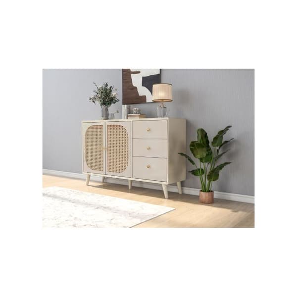 Förvaringsmöbel Buffet med dörrar och lådor Buffet med extra förvaringsutrymme Beige Cream Bredd 120 cm