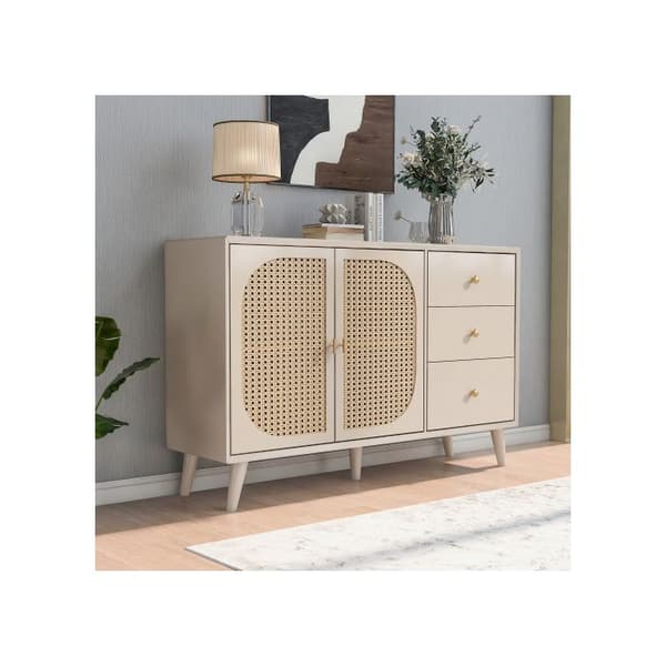 Förvaringsmöbel Buffet med dörrar och lådor Buffet med extra förvaringsutrymme Beige Cream Bredd 120 cm