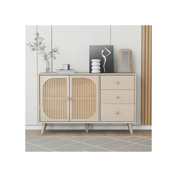 Förvaringsmöbel Buffet med dörrar och lådor Buffet med extra förvaringsutrymme Beige Cream Bredd 120 cm