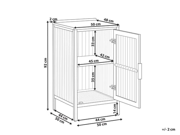Utekjøkkenskap i Brunt Akasietre 2 Hyller 1 Dør med Topp 50 x 50 x 92 cm Hagekjøkken Spisestue
