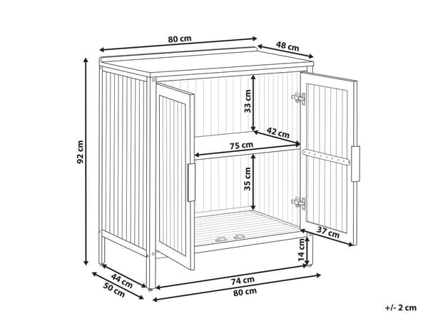Utekjøkkenskap i Brunt Akasietre 2 Hyller 2 Dører Skap med Topp 50 x 80 x 92 cm Hagekjøkken Spisestue