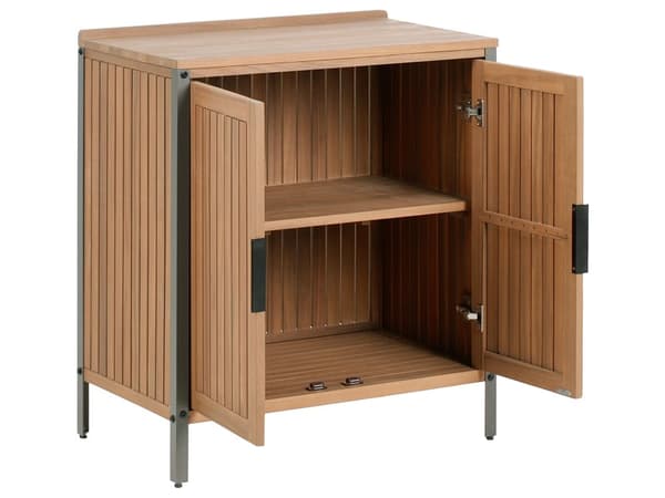 Utekjøkkenskap i Brunt Akasietre 2 Hyller 2 Dører Skap med Topp 50 x 80 x 92 cm Hagekjøkken Spisestue