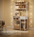 Miniatyrbild 2 av 6: Rootz Kitchen Shelf - Storage Rack - Organiser - Space Saver - Wood Chipboard & Steel - 40 x 80 x 180,4 cm - Gold Oak & White Finish