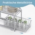 Miniatyrbild 5 av 5: Rootz Kitchen Organizer Shelf - Kitchen Rack - Order System - Hållbart stål - 21x36.5x33.7 cm Stor korg - Silverfinish