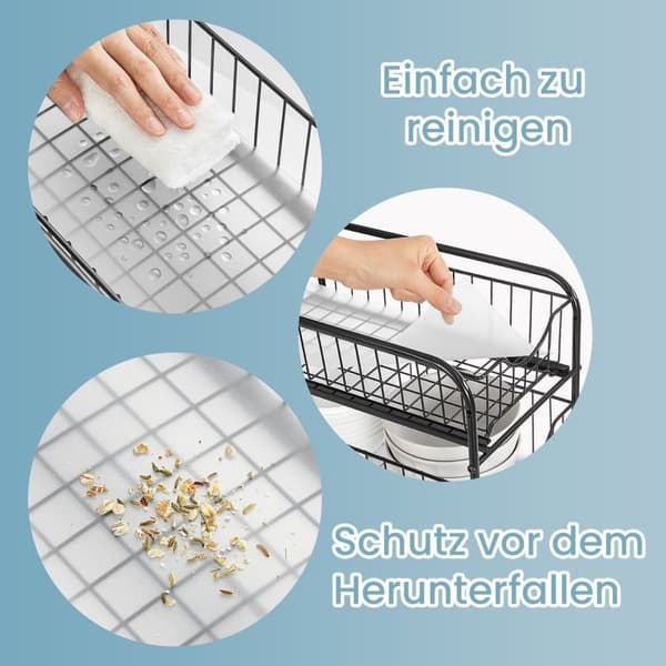 Rootz Kitchen Organizer Shelf - Kitchen Rack - Order System - Hållbart stål - 21x36.5x33.7 cm Stor korg - Silverfinish
