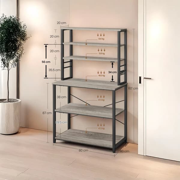 Rootz kökshylla - Stående hylla - Mikrovågshylla - Space -Saving Solution - 40 x 80 x 167 cm