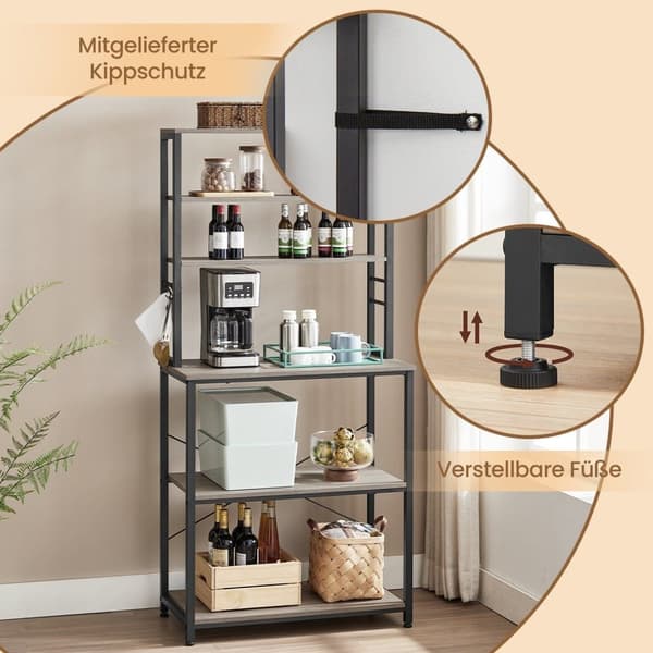 Rootz kökshylla - Stående hylla - Mikrovågshylla - Space -Saving Solution - 40 x 80 x 167 cm