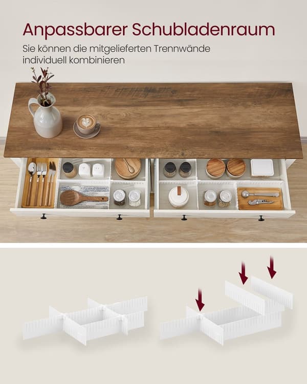 Rootz -keittiökaappi laatikoilla - sivupöytä - säilytysjärjestö - kestävä puu -MDF - 40 x 140 x 80 cm