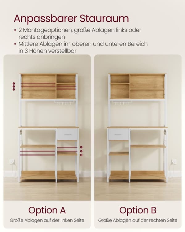 Rootz -keittiön hylly pistorasioilla - säilytyshylly - järjestäjä - ruskea teräs - 40 x 100 x 180,4 cm
