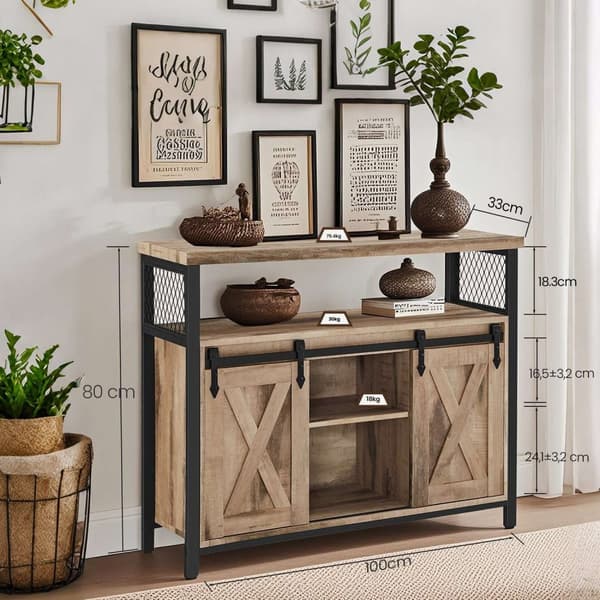 Rootz Sideboard - Kökskåp - förvaringsskåp - Hållbar stålram - 33 cm x 100 cm x 80 cm