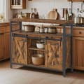 Miniatyrbillede 2 af 6: Rootz skænk køkkenskab - opbevaringsskab - træspanel - stål - vintage stil - 100 x 33 x 80 cm