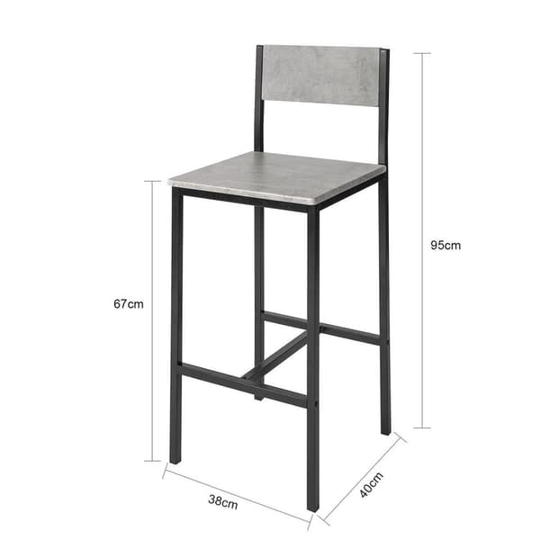 Barstol, FST53-HGx2, Siddehøjde 67 cm Sædedybde 41 cm, Grå