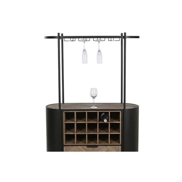 Flaskställ Home ESPRIT Svart Naturell Metall Gran 90 x 36 x 150 cm
