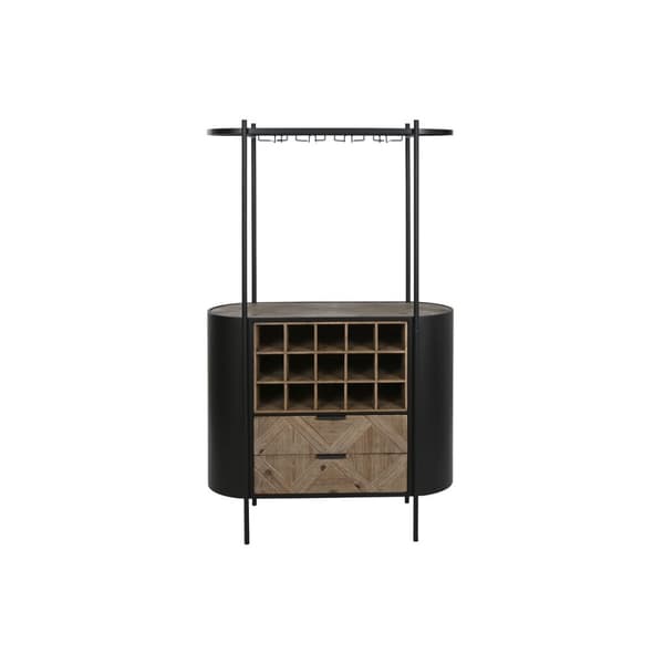 Flaskställ Home ESPRIT Svart Naturell Metall Gran 90 x 36 x 150 cm