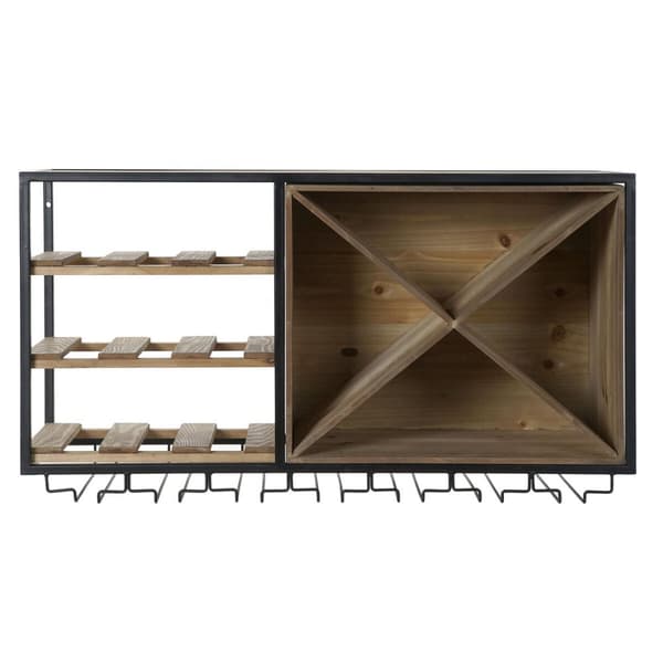 Flaskereol DKD Home Decor 80 x 24 x 44 cm Gran Natur Sort Metal Brun Træ MDF