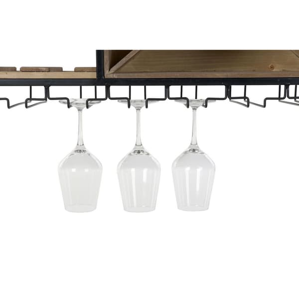 Flaskereol DKD Home Decor 80 x 24 x 44 cm Gran Natur Sort Metal Brun Træ MDF