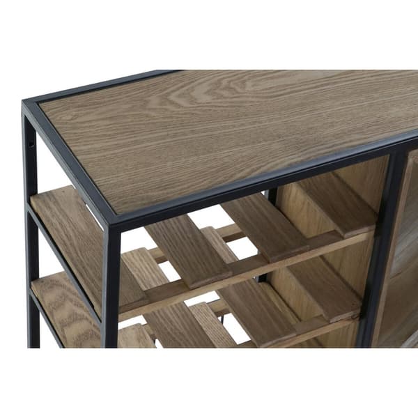 Flaskereol DKD Home Decor 80 x 24 x 44 cm Gran Natur Sort Metal Brun Træ MDF