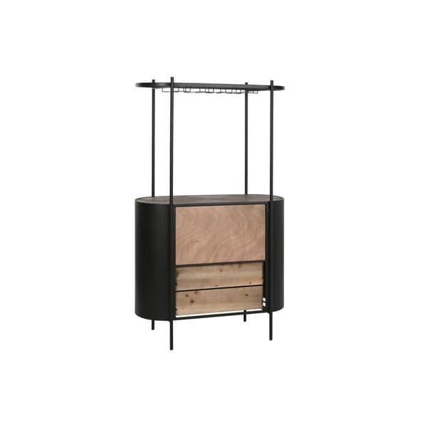 Flaskställ Home ESPRIT Svart Naturell Metall Gran 90 x 36 x 150 cm