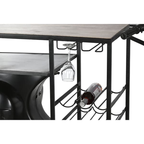 Flaskestativ Home ESPRIT Brun Svart Jern Treverk av mangotre 195 x 70 x 106 cm
