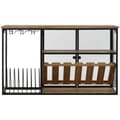 Pikkukuva 7 / 11: Pulloteline Home ESPRIT Musta Luonnollinen Puu Metalli Kristalli 102 x 32 x 60 cm