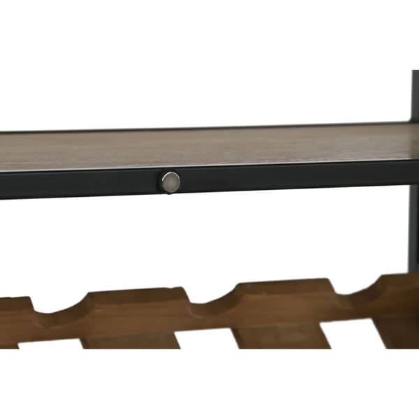Flaskställ Home ESPRIT Svart Naturell Trä Metall Glas 102 x 32 x 60 cm