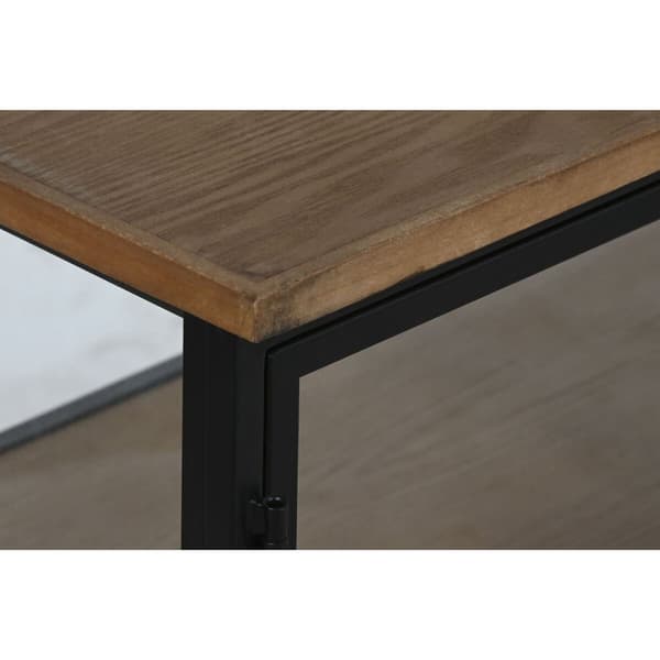 Flaskställ Home ESPRIT Svart Naturell Trä Metall Glas 102 x 32 x 60 cm