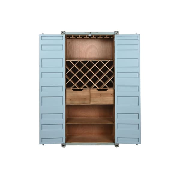 Flaskställ Home ESPRIT Turkos Metall Trä MDF 76,5 x 39,5 x 157,5 cm
