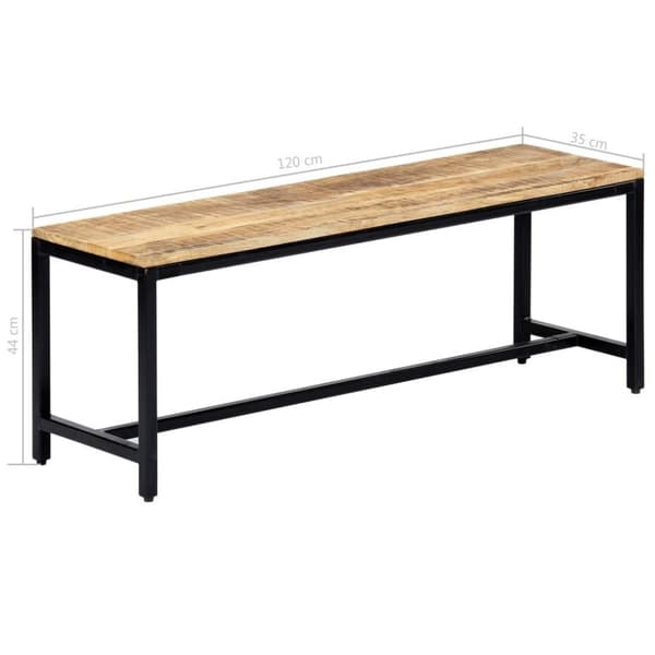 vidaXL Spisebenk 120 cm grov heltre mango