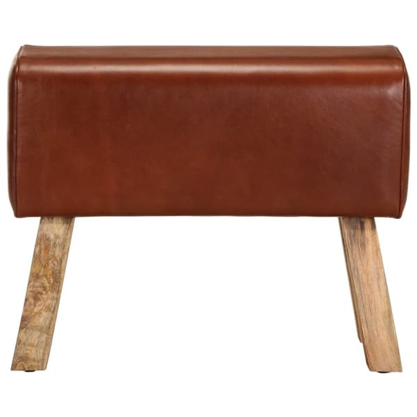vidaXL Gymbänk 58 cm brun äkta skinn och massivt mangoträ