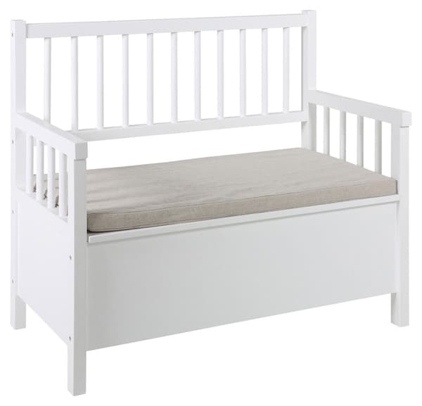 Aster bänk med kudde vit, beige.