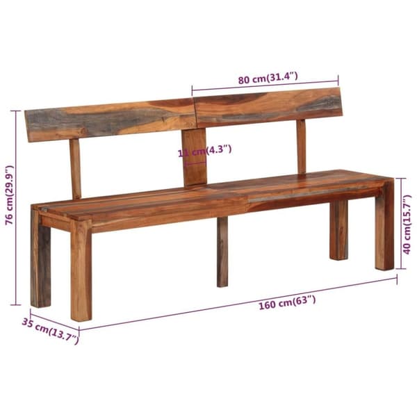 vidaXL Bänk med ryggstöd 160 cm grå massivt akaciaträ