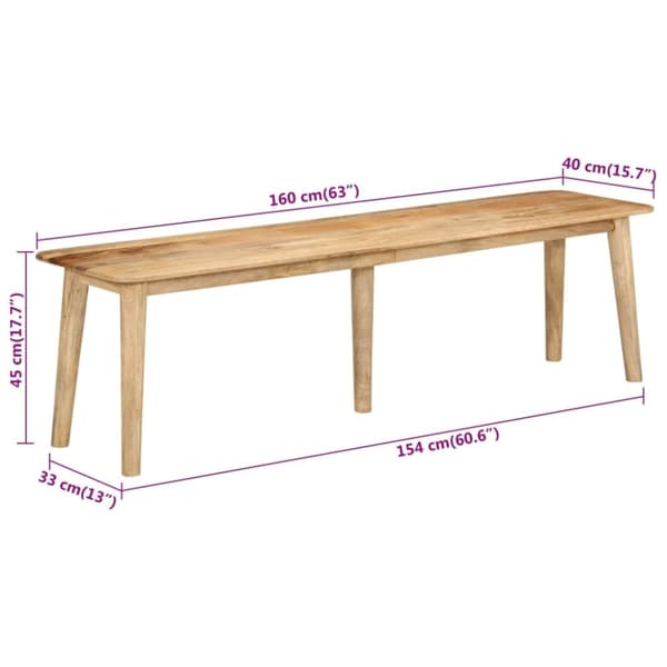 vidaXL bænk 160x40x45 cm massivt mangotræ