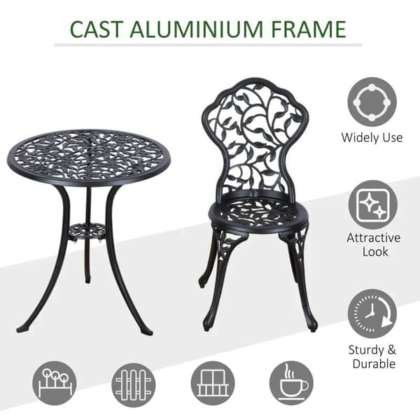Rootz Bistro Set - Trädgårdsset i aluminium - Balkongset - Balkongmöbelset - Bistrobordsstolar - Trädgårdsmöbler - Svart