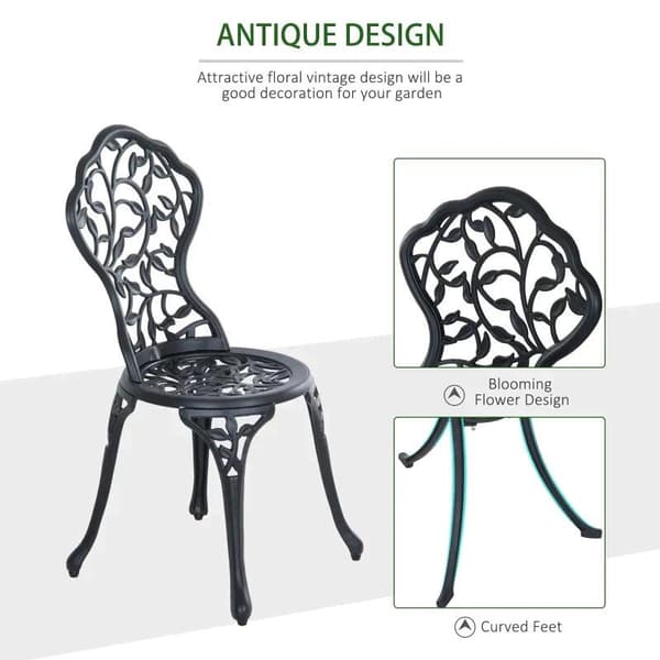 Rootz Bistro Set - Trädgårdsset i aluminium - Balkongset - Balkongmöbelset - Bistrobordsstolar - Trädgårdsmöbler - Svart