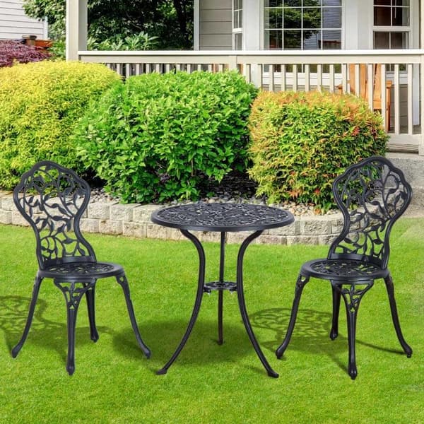 Rootz Bistro Set - Trädgårdsset i aluminium - Balkongset - Balkongmöbelset - Bistrobordsstolar - Trädgårdsmöbler - Svart